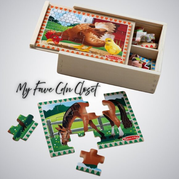 NEW & Sealed**Melissa & Doug FARM 4 pack wooden puzzles (12 pc ea) - Picture 9 of 9